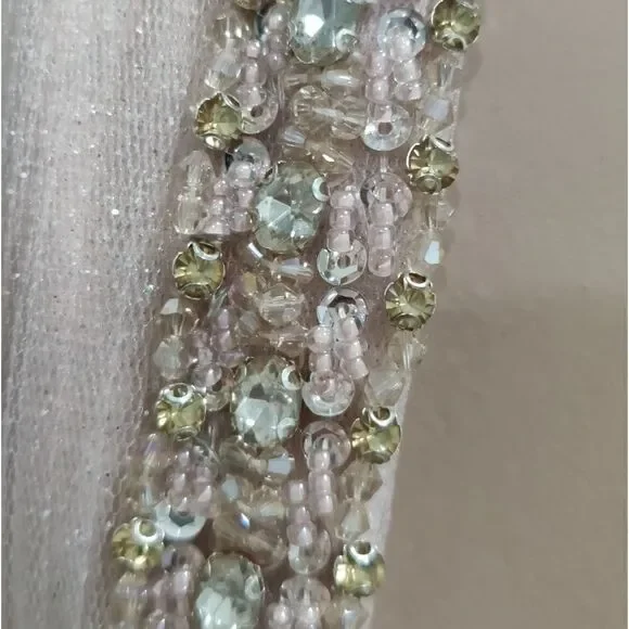 Elegant V-Neck All Over Beaded Glitter Haute Evening Dress
